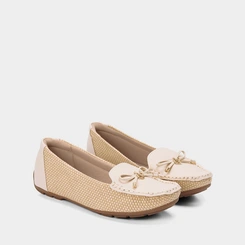 Mocassim Feminino Modare Ultraconforto Ráfia Detalhe Laço Bege