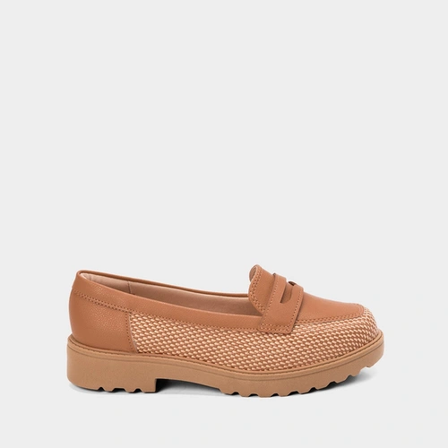 Mocassim Loafer Modare Ultraconforto Ráfia Caramelo