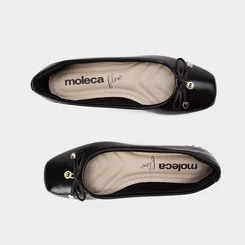 Sapatilha Moleca Bico Quadrado Laço Verniz Preto