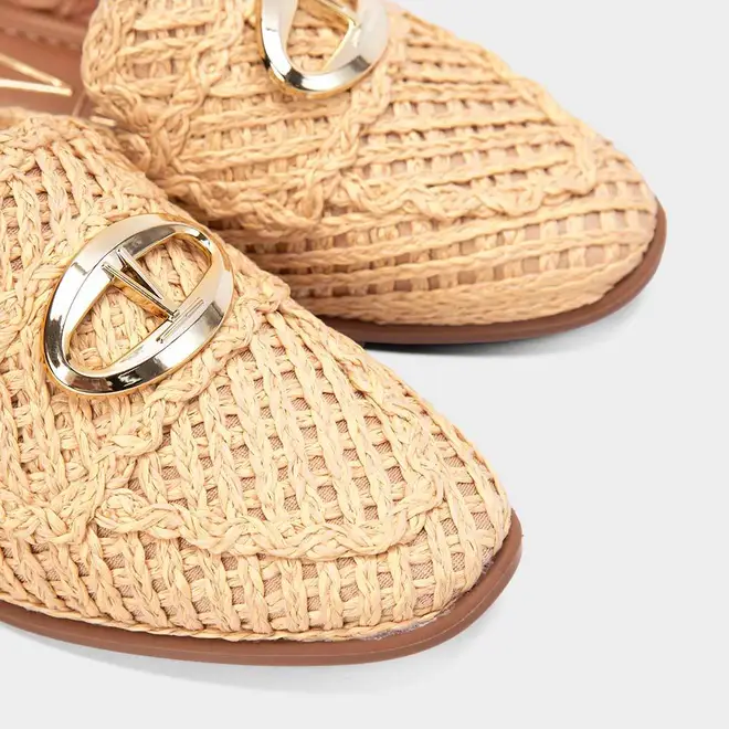 Mule Feminino Vizzano Ráfia Detalhe Dourado Bege