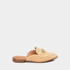 Mule Feminino Vizzano Ráfia Detalhe Dourado Bege