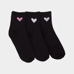 Kit Meia STZ Infantil Cano Médio 3 Pares Coração Color 30-33