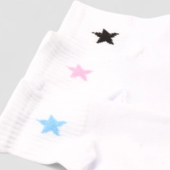Kit Meia Infantil STZ Cano Médio 3 Pares Estrela Branca 22-25
