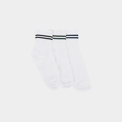Kit Meia Infantil STZ Cano Médio 3 Pares Branca Listras 22-25
