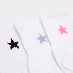 Kit Meia Infantil STZ Cano Médio Estrelas 3 Pares 30-33 Branco