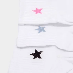 Kit Meia Infantil STZ Cano Médio 3 Pares Estrela Branca 26-29