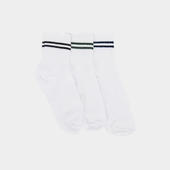 Kit Meia Infantil STZ Cano Médio 3 Pares Branca Listras 26-29