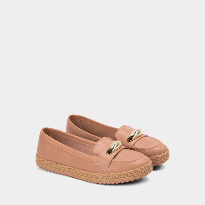 Mocassim Feminino Moleca Enfeite Bold Nude