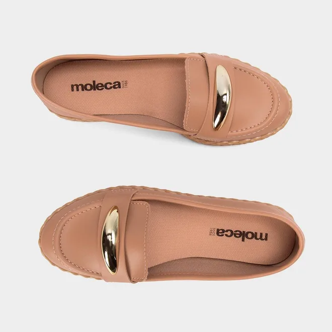 Mocassim Feminino Moleca Enfeite Bold Nude