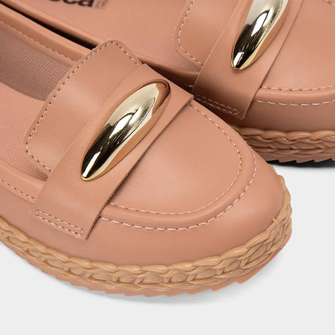Mocassim Feminino Moleca Enfeite Bold Nude