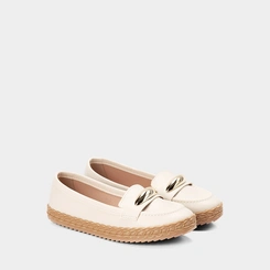 Mocassim Feminino Moleca Enfeite Bold Off White