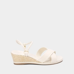 Sandália Anabela Penélope Tiras Cruzadas Off White