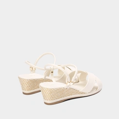 Sandália Anabela Penélope Tiras Cruzadas Off White