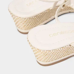 Sandália Anabela Penélope Tiras Cruzadas Off White