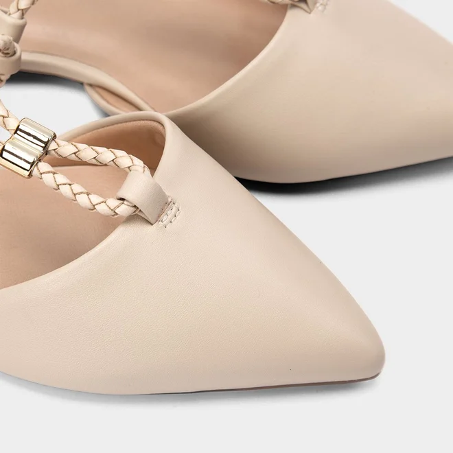 Sapatilha Slingback Feminina Gabriela Corda Tressê Off White