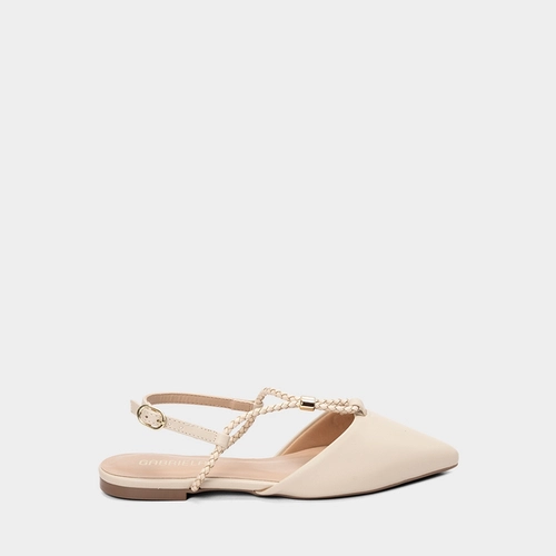 Sapatilha Slingback Feminina Gabriela Corda Tressê Off White