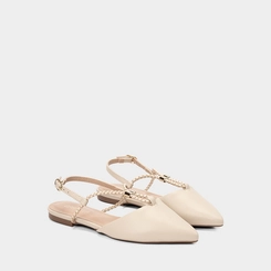 Sapatilha Slingback Feminina Gabriela Corda Tressê Off White