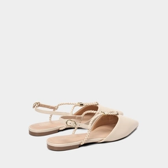 Sapatilha Slingback Feminina Gabriela Corda Tressê Off White
