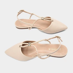 Sapatilha Slingback Feminina Gabriela Corda Tressê Off White