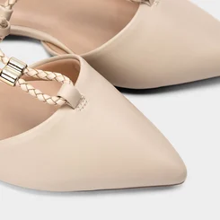 Sapatilha Slingback Feminina Gabriela Corda Tressê Off White