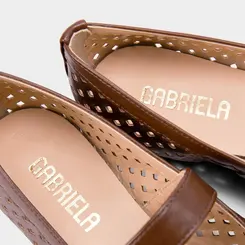 Sapatilha Boneca Gabriela Recortes Vazados Marrom