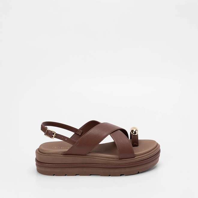 Sandália Média Bebecê Flatform Enfeite Bold Marrom