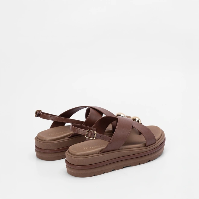 Sandália Média Bebecê Flatform Enfeite Bold Marrom
