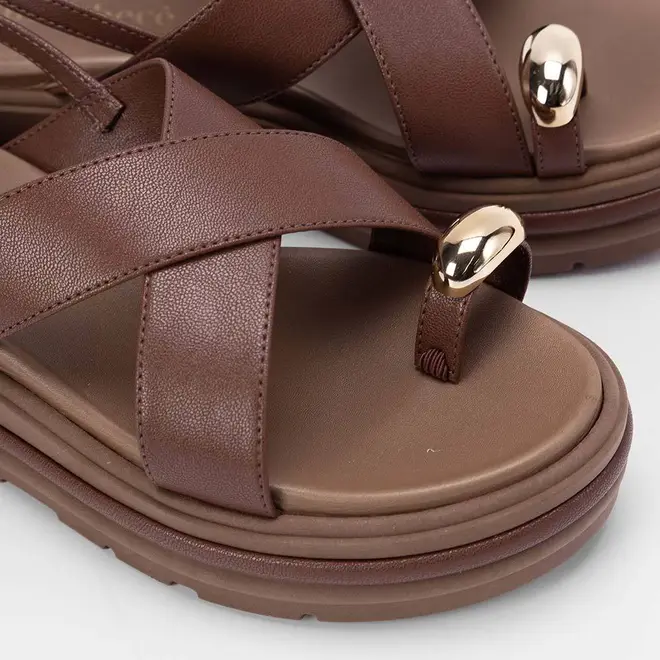 Sandália Média Bebecê Flatform Enfeite Bold Marrom