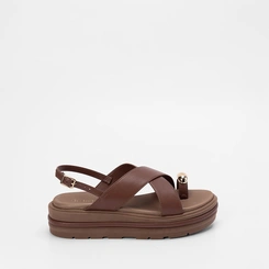 Sandália Média Bebecê Flatform Enfeite Bold Marrom