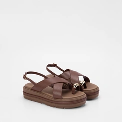 Sandália Média Bebecê Flatform Enfeite Bold Marrom