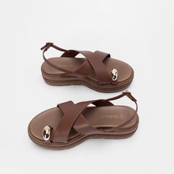 Sandália Média Bebecê Flatform Enfeite Bold Marrom