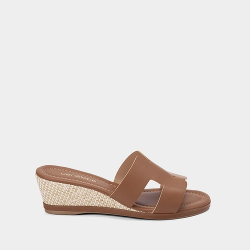 Tamanco Anabela Penélope Ráfia Caramelo