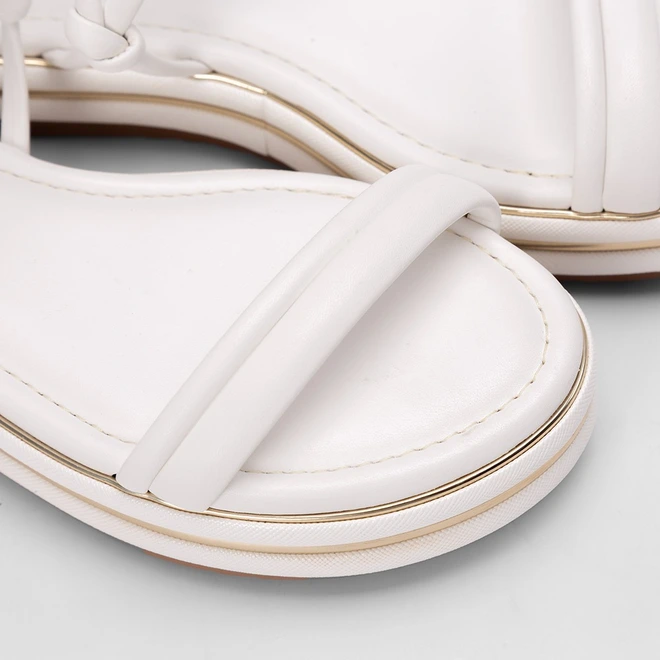 Sandália Flatform Gabriela Amarração Branco