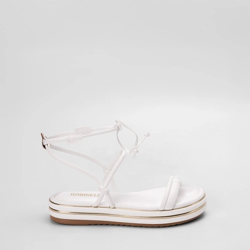 Sandália Flatform Gabriela Amarração Branco
