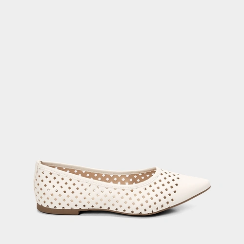 Sapatilha Feminina Gabriela Com Recortes Vazados Off White