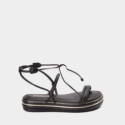 Sandália Flatform Gabriela Amarração Preto