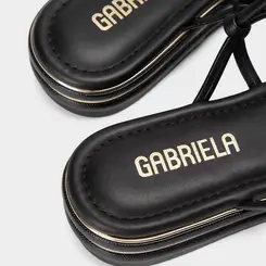 Sandália Flatform Gabriela Amarração Preto