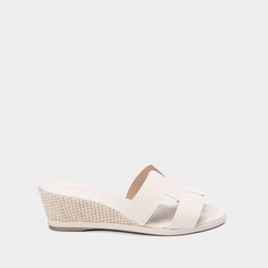 Tamanco Feminino Penélope Anabela Ráfia Recorte Vazado Off White
