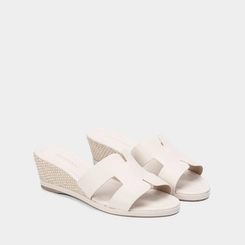 Tamanco Feminino Penélope Anabela Ráfia Recorte Vazado Off White