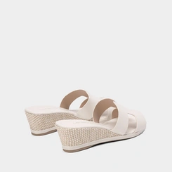 Tamanco Feminino Penélope Anabela Ráfia Recorte Vazado Off White