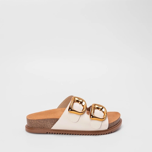 Tamanco Papete Beira Rio Fivela Metalizada Off White