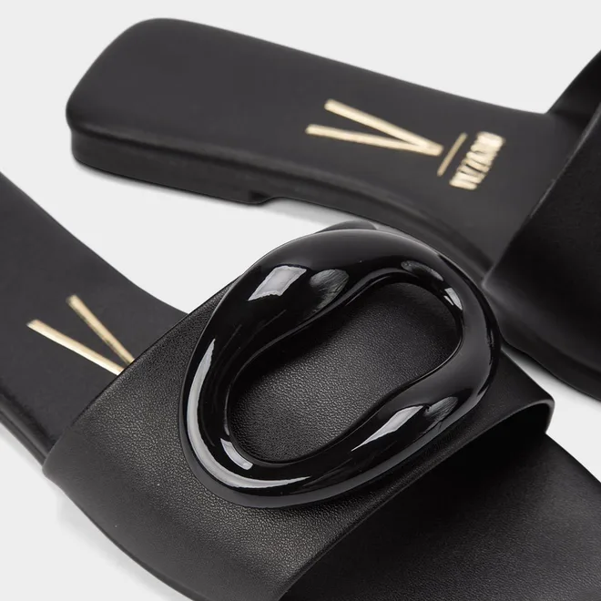 Rasteira Vizzano Bico Quadrado Detalhe Bold Preto