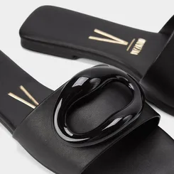 Rasteira Vizzano Bico Quadrado Detalhe Bold Preto