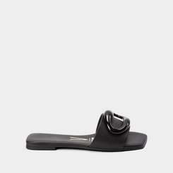 Rasteira Vizzano Bico Quadrado Detalhe Bold Preto