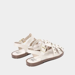 Sandália Aranha Moleca Flat Rebites Off White