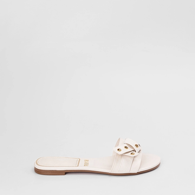 Rasteira Feminina Vizzano Detalhe Tachas Off White