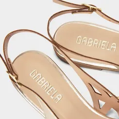 Sapatilha Slingback Feminina Gabriela Recortes Vazados Metalizado Ouro