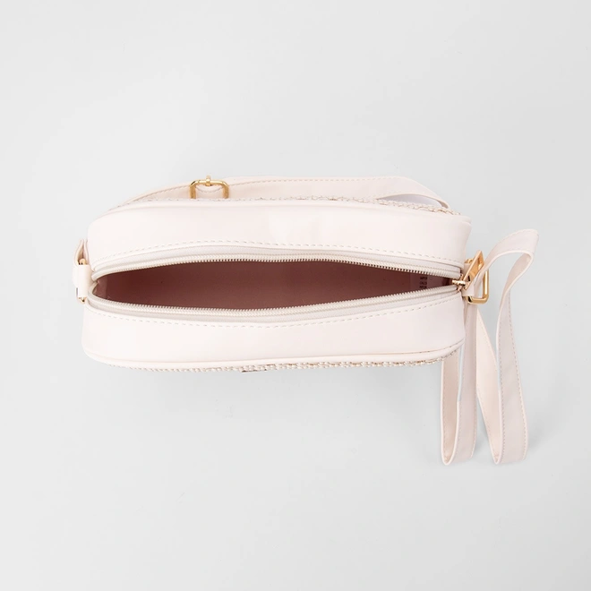 Bolsa Camera Bag Gabriela Média Transversal Ráfia Off White