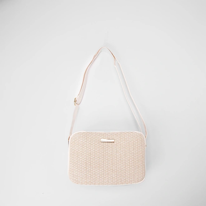 Bolsa Camera Bag Gabriela Média Transversal Ráfia Off White