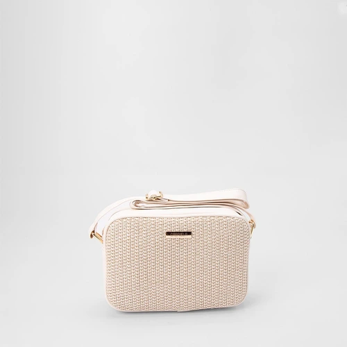 Bolsa Camera Bag Gabriela Média Transversal Ráfia Off White